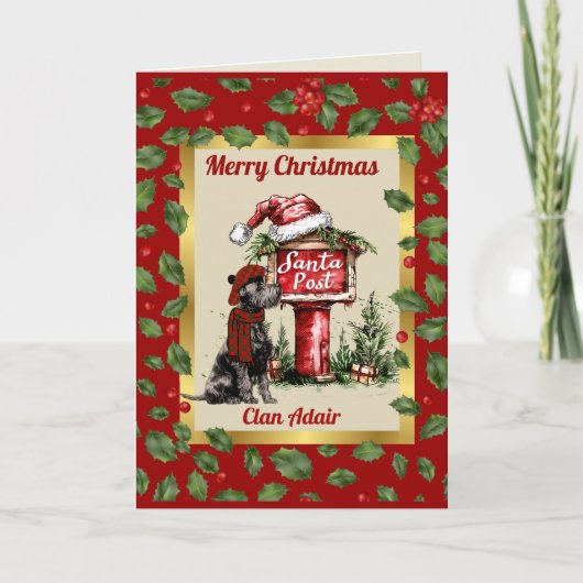 Adair Scottie Dog & Crest gepersonaliseerde Xmas Kaart (Voorkant)