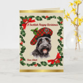 Adair Scottie Dog Gepersonaliseerde Xmas Kaart (Gele Bloem)