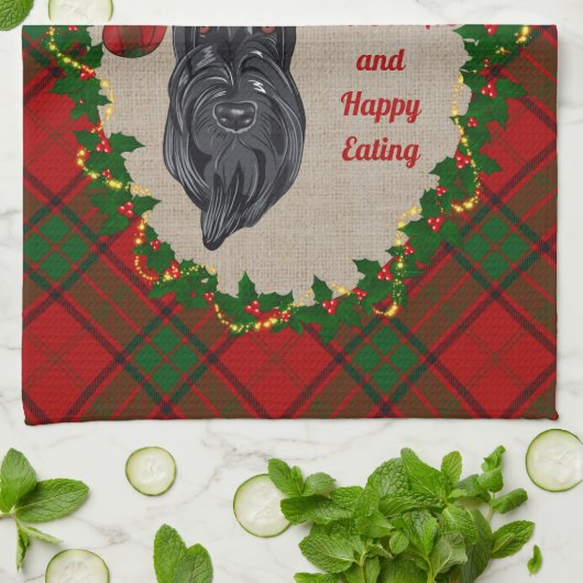 Adair Scottie Dog Kerstmis Keukenhanddoek (Gevouwen)
