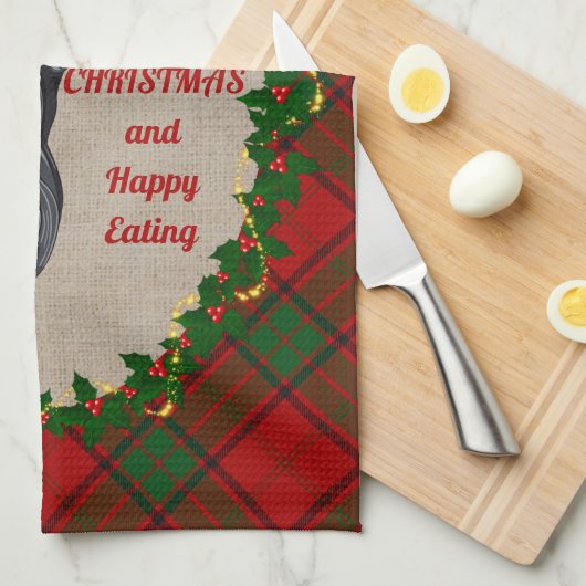 Adair Scottie Dog Kerstmis Keukenhanddoek (Quarter Fold)