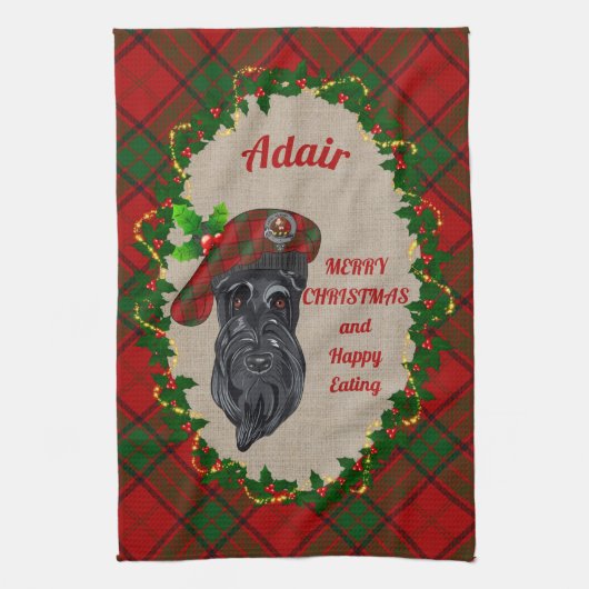 Adair Scottie Dog Kerstmis Keukenhanddoek (Verticaal)