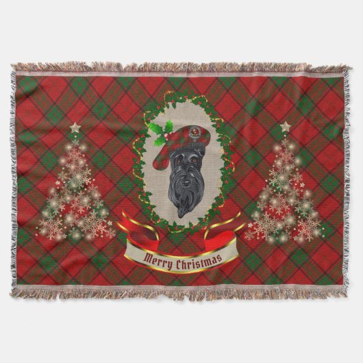 Adair Scottie Dog Kerstmis Throw Blanket Deken (Voorkant)