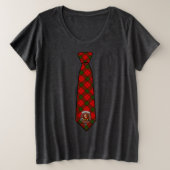 Adair Tartan Necktie T-Shirt met badge Plus Size (Design voorkant)