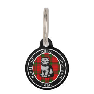 Adair Tartan & Schots Kat gepersonaliseerd Huisdierpenning