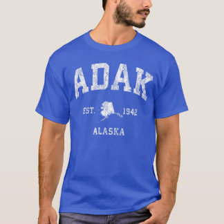 Adak Alaska AK Vintage Atletiek Sport Ontwerp vint T-shirt