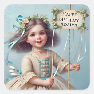 ADALYN ~ GELUKKIGE VERJAARDAG ~ Maypole ~ Vierkante Sticker