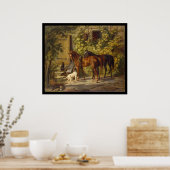 Adam Albrecht Paarden in het Porch Poster (Keuken)