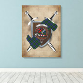 Adam Clan Badge Crossed Swords Canvas Print (Insitu (Houten vloer))