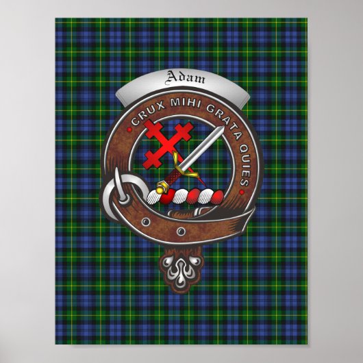 Adam Clan Badge & Tartan 8,5x11 Poster (Voorkant)