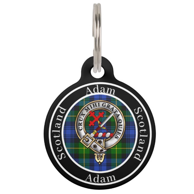 Adam Clan Badge & Tartan Personalised People Huisdierpenning (Voorkant)