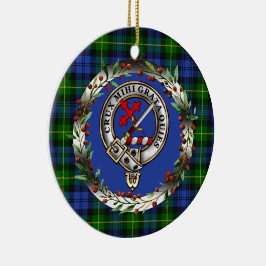 Adam Clan Badge & Tartan Personalized Xmas Keramisch Ornament (Rechts)