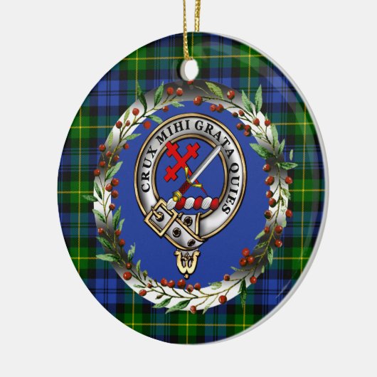 Adam Clan Badge & Tartan Personalized Xmas Keramisch Ornament (Links)