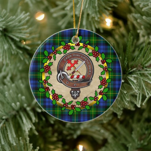 Adam Clan Badge & Tartan Persoonlijke mas Keramisch Ornament (Boom)