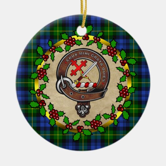 Adam Clan Badge & Tartan Persoonlijke mas Keramisch Ornament (Voorkant)