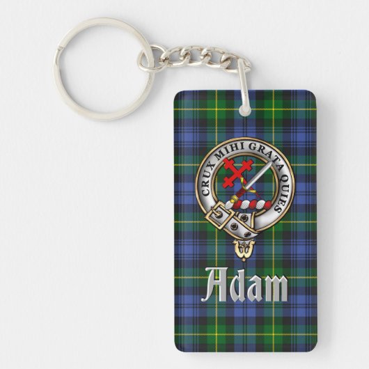 Adam Clan Badge/Tartan Rectangle Sleutelhanger (Voorkant)