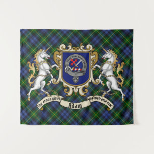 Adam Clan Badge & Unicorns met Tartan Wandkleed