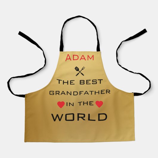 Adam de beste opa ter wereld goud schort (Voorkant)