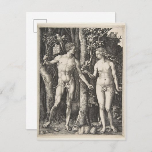 Adam en Eva, 1504 Briefkaart (Voorkant / Achterkant)