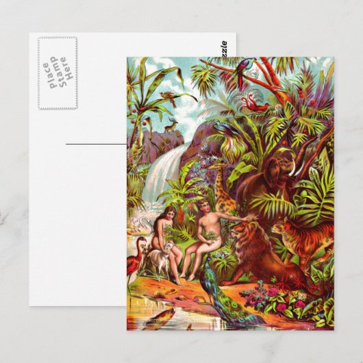 Adam en Eva briefkaart (Voorkant / Achterkant)
