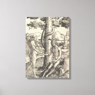 Adam en Eva: De Herfst van Man (Lucas van Leyden) Canvas Afdruk