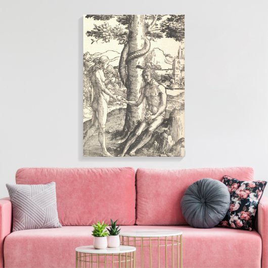 Adam en Eva: De Herfst van Man (Lucas van Leyden) Canvas Afdruk (Insitu (Woonkamer))