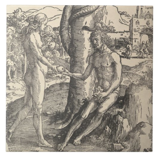 Adam en Eva: De Herfst van Man (Lucas van Leyden) Tegeltje (Voorkant)