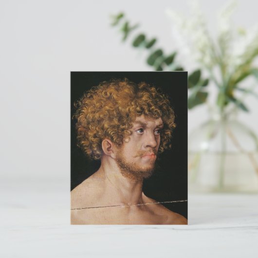 Adam en Eva, detail van Adam's hoofd Briefkaart (Staand voorkant)