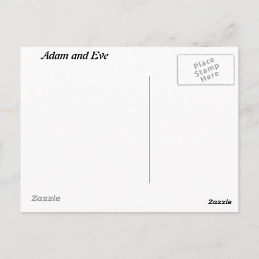 Adam en Eva en het Briefkaart van de Kennisboom (Achterkant)