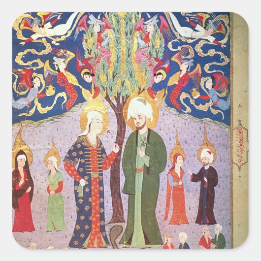 Adam en Eva en hun dertien tweelingen Vierkante Sticker (Voorkant)