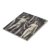 Adam en Eva Engraving door Albrecht Durer Tegeltje (Zijkant)