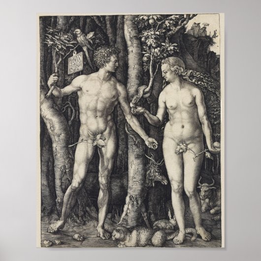 Adam en Eva, gegraveerd door Albrecht Durer Poster (Voorkant)