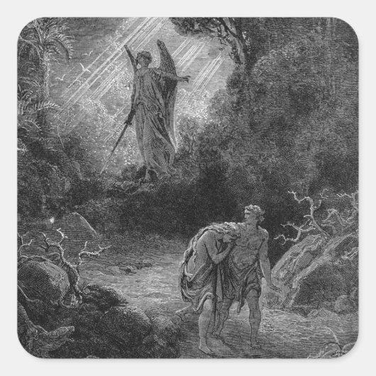 Adam en Eva hebben uit Eden gesleept - Gustave Dor Vierkante Sticker (Voorkant)