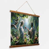 Adam en Eva in de Hof van Eden Hangend Wandkleed (Gebogen)