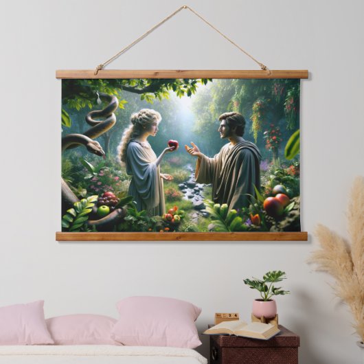 Adam en Eva in de Hof van Eden Hangend Wandkleed (Slaapkamer)