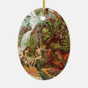 Adam en Eva in de tuin Keramisch Ornament