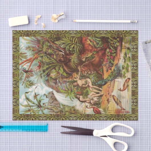 Adam en Eva in het tuinweefselboek Tissuepapier (Craft)