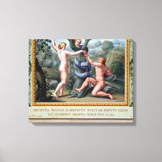 Adam en Eva met de Serpent, illustratie van t Canvas Afdruk (Voorkant)