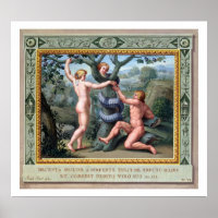 Adam en Eva met de Serpent, illustratie van t