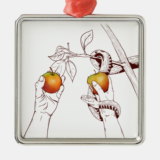 Adam en Eva met de slang Metalen Ornament (Voorkant)