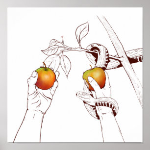 Adam en Eva met de slang Poster