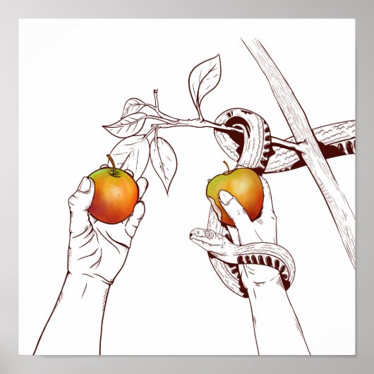 Adam en Eva met de slang Poster (Voorkant)