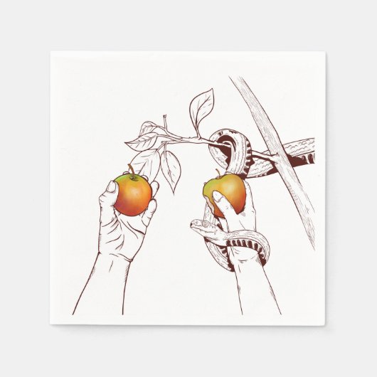 Adam en Eva met de slang Servet (Voorkant)