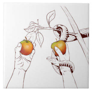 Adam en Eva met de slang Tegeltje