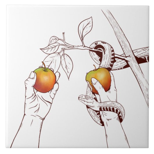 Adam en Eva met de slang Tegeltje (Voorkant)