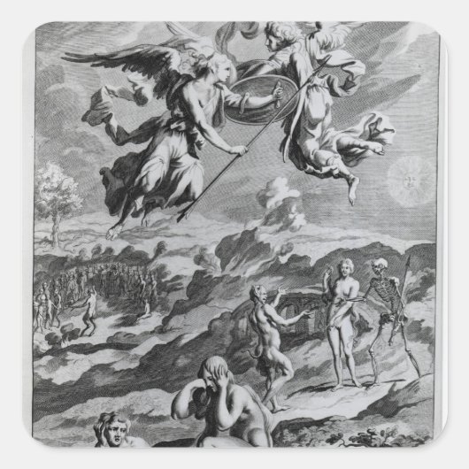 Adam en Eva na de Herfst Vierkante Sticker (Voorkant)