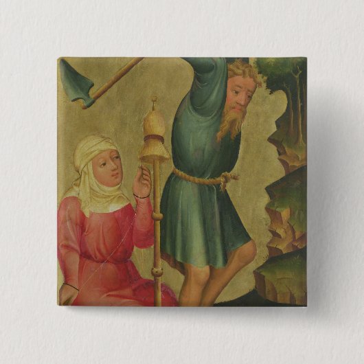 Adam en Eva op het werk Vierkante Button 5,1 Cm (Voorkant)