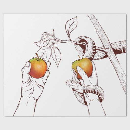 Adam en Eva Picking appels Cadeaupapier (Vlak)