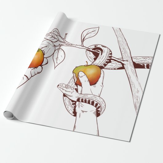 Adam en Eva Picking appels Cadeaupapier (Uitgerold)