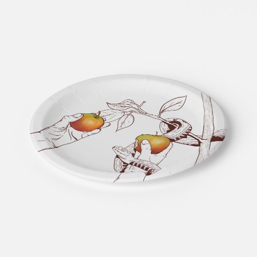 Adam en Eva Picking appels Papieren Bordje (Gekanteld)