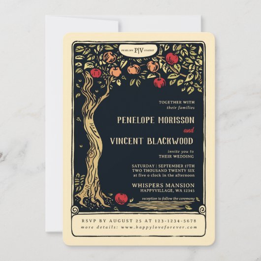 Adam en Eva | Tarot bruiloft uitnodiging (Voorkant)